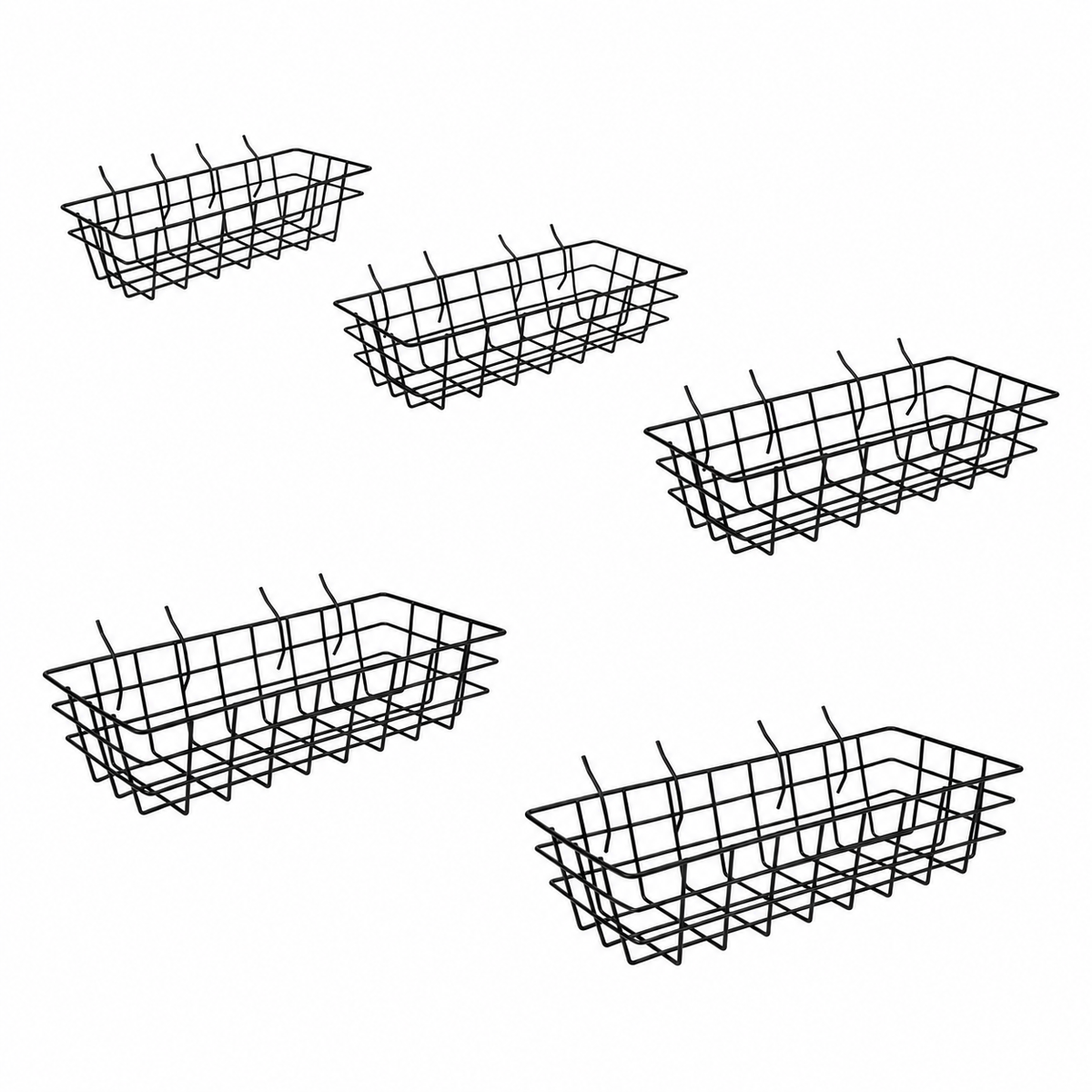 Five-Size Black Steel Pegboard Storage Basket Set - view 2