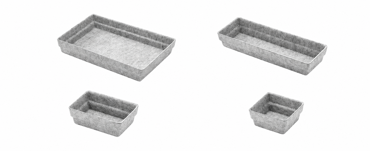 Eight-Piece Grey Felt Drawer Organizer Tray Set in Four Sizes - view 2
