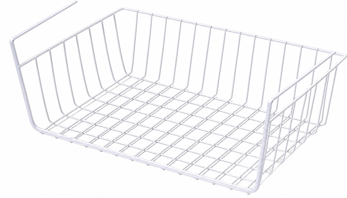 Four White Metal Slide-On Under-Shelf Storage Baskets - view 2