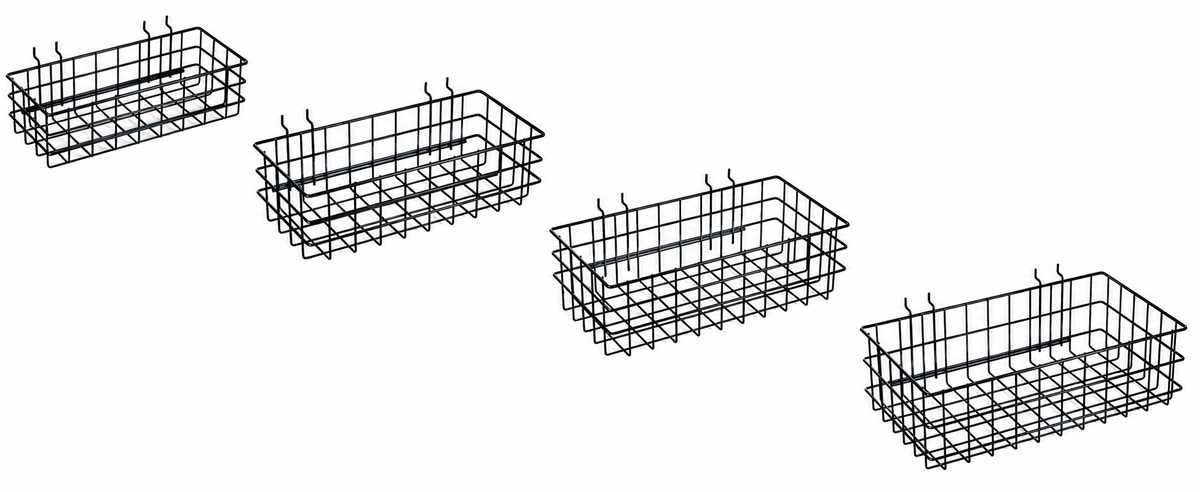 Four-Size Black Metal Pegboard Storage Basket Set - view 2