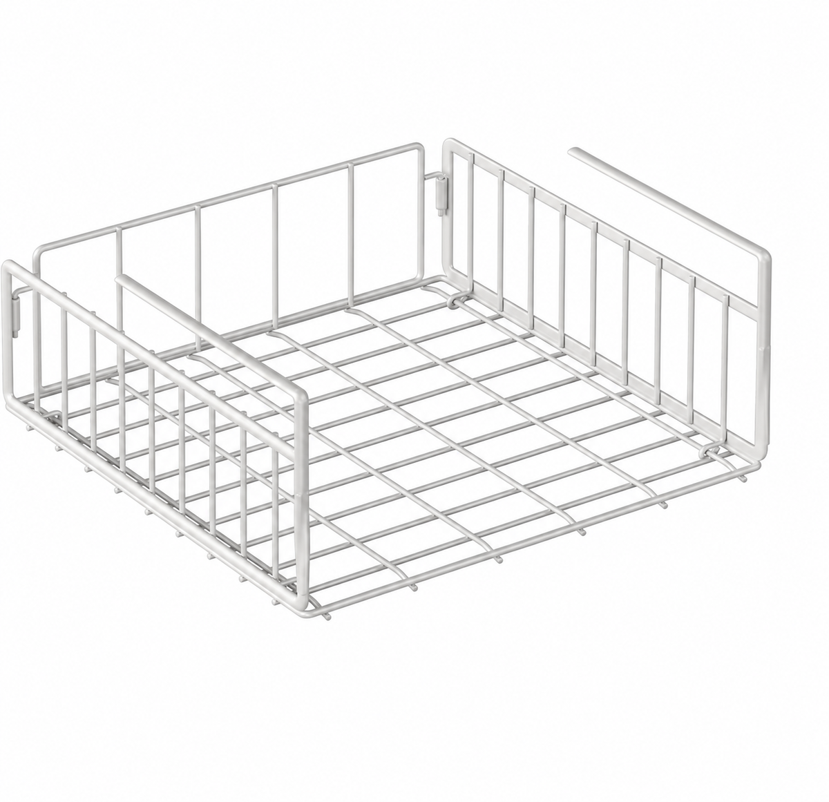 White Steel Slide-On Under-Shelf Storage Basket