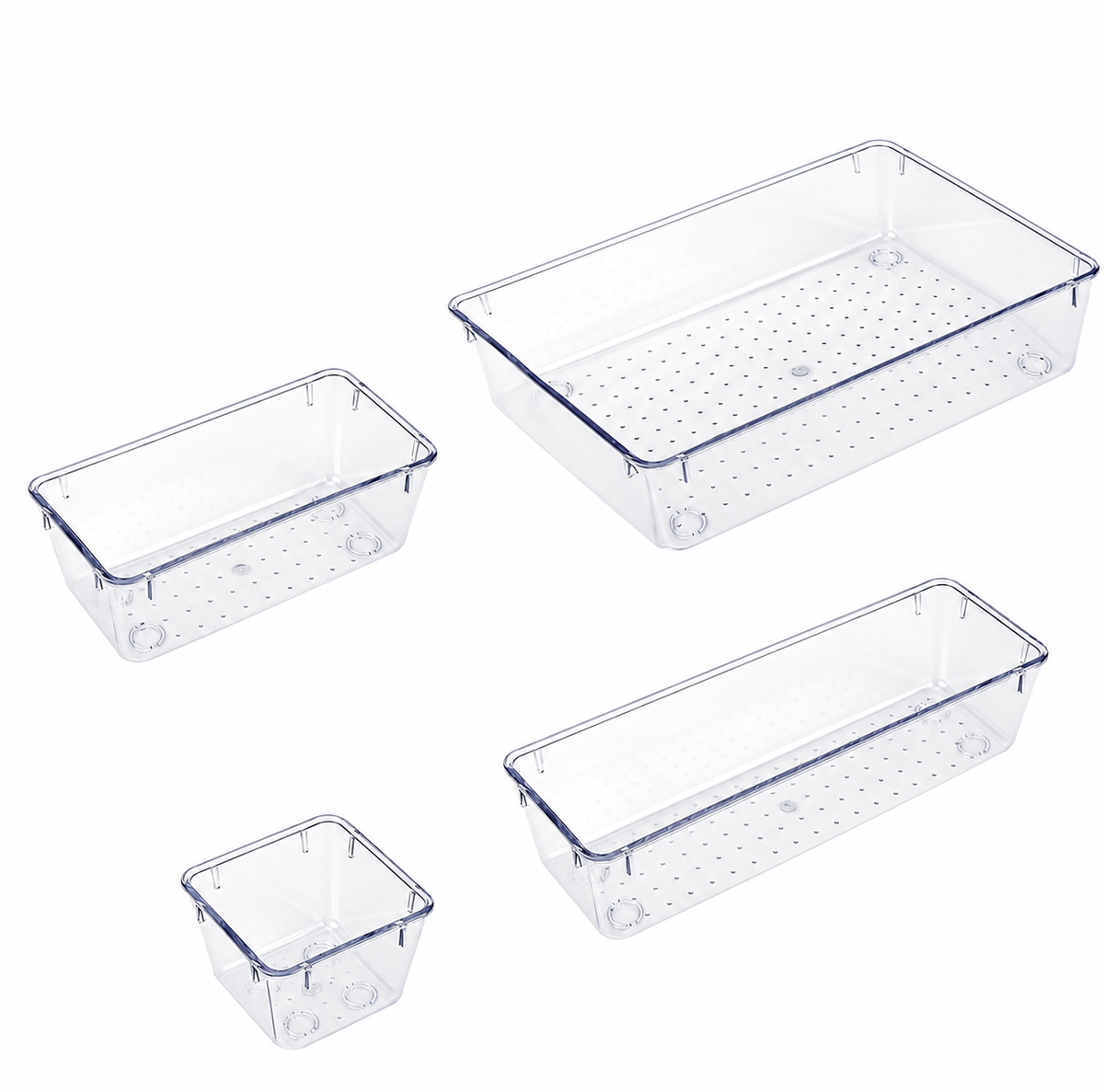Clear Drawer Organizer Trays in Four Sizes - 25-Piece Set