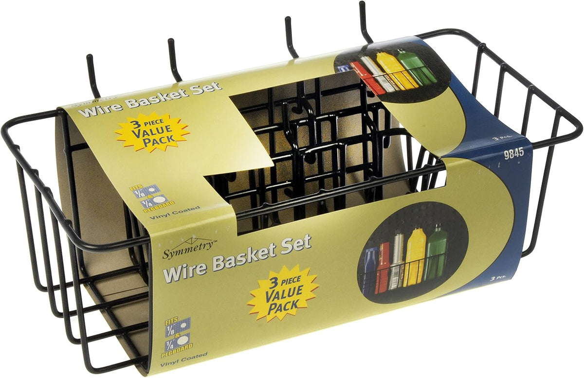 Three-Size Coated Steel Pegboard Wire Basket Set - view 2