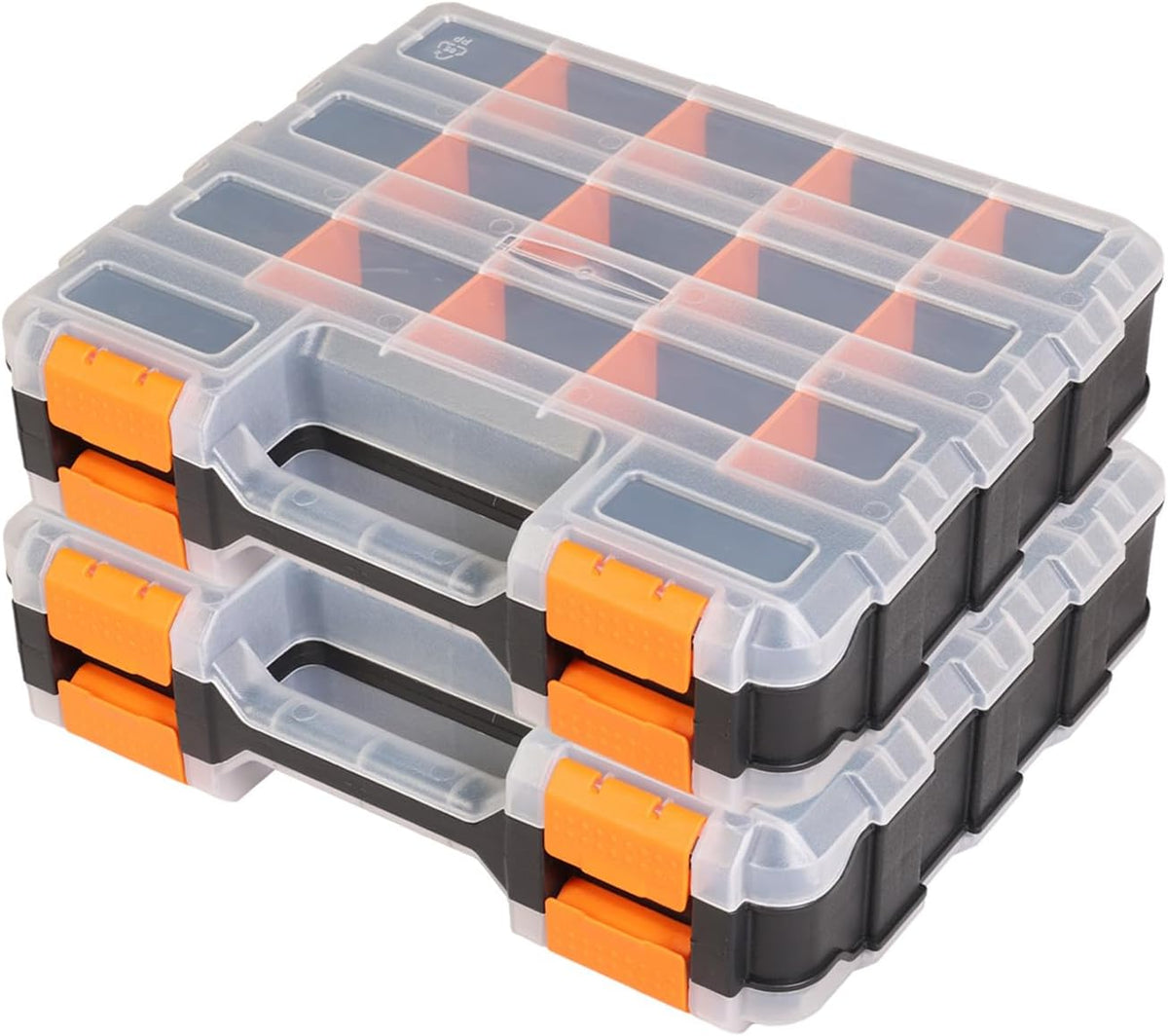 Double-Sided 34-Compartment Parts Organizers, 2-Pack