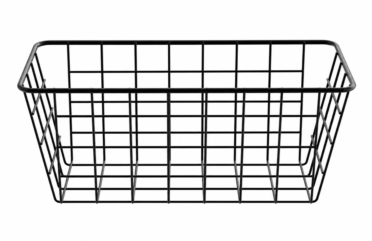 Two Black Steel Wire Storage Baskets with Adhesive Mounts - view 2