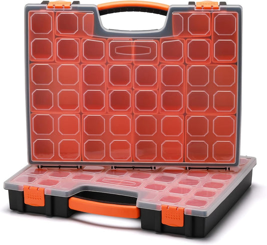 Two Portable Parts Organizer Cases with 44 Removable Bins