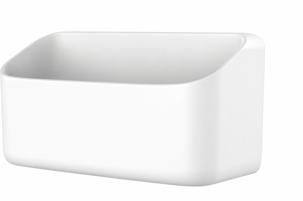 White Plastic Adhesive-Mounted Storage Caddy