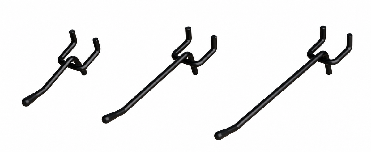 60 Black Steel Pegboard Hooks in Three Lengths - view 2