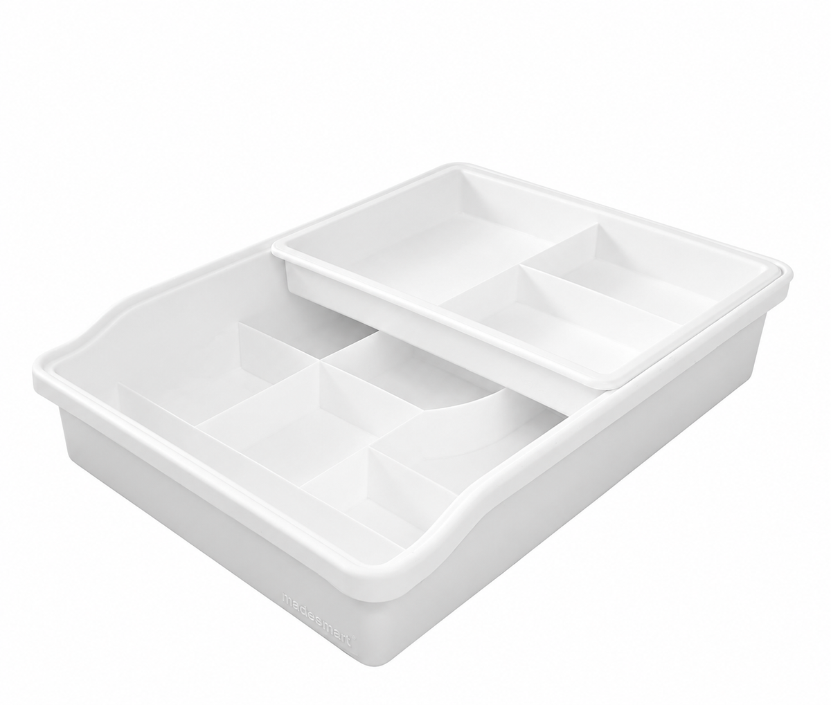 White Plastic Drawer Organizer with Sliding Top Tray - view 2