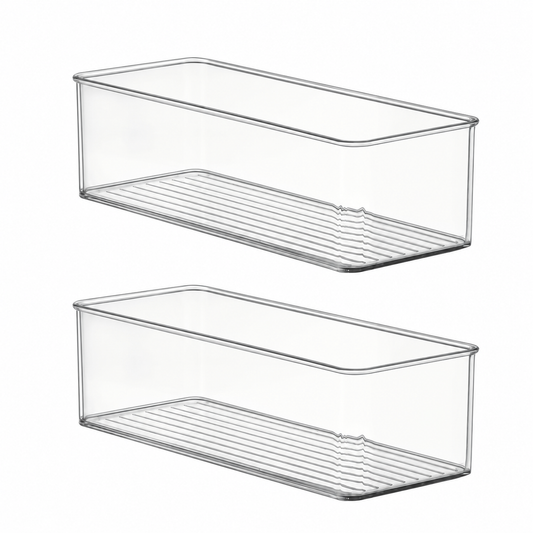 8-Piece Clear Deep Drawer Organizer Bin Set in Two Sizes - view 2