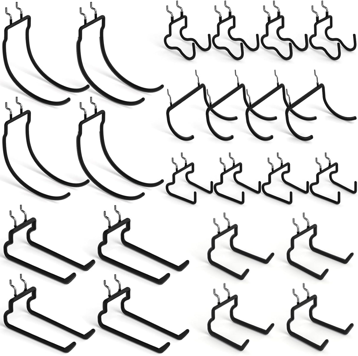24-Piece Steel Pegboard Tool Hook Set in Six Shapes