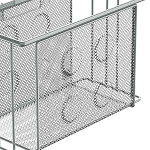 Silver Mesh Over-Cabinet Door Storage Basket with Clear Plastic Hanger - view 2