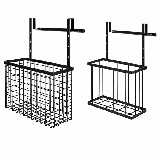 2-Piece Adjustable Cabinet Door Basket Organizer Set with Towel Bars