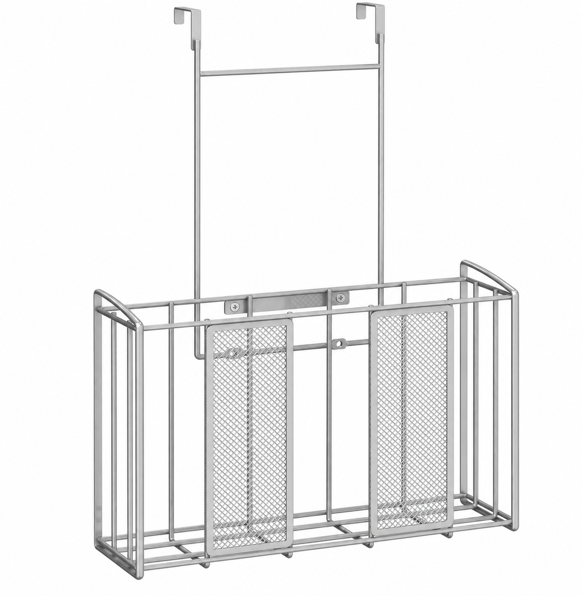 Silver Mesh Cabinet Door Storage Organizer with Removable Hanging Arms