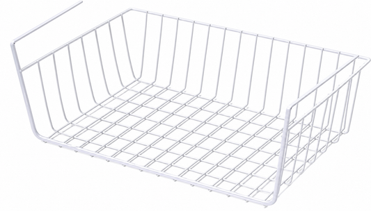 Four White Metal Slide-On Under-Shelf Storage Baskets - view 2